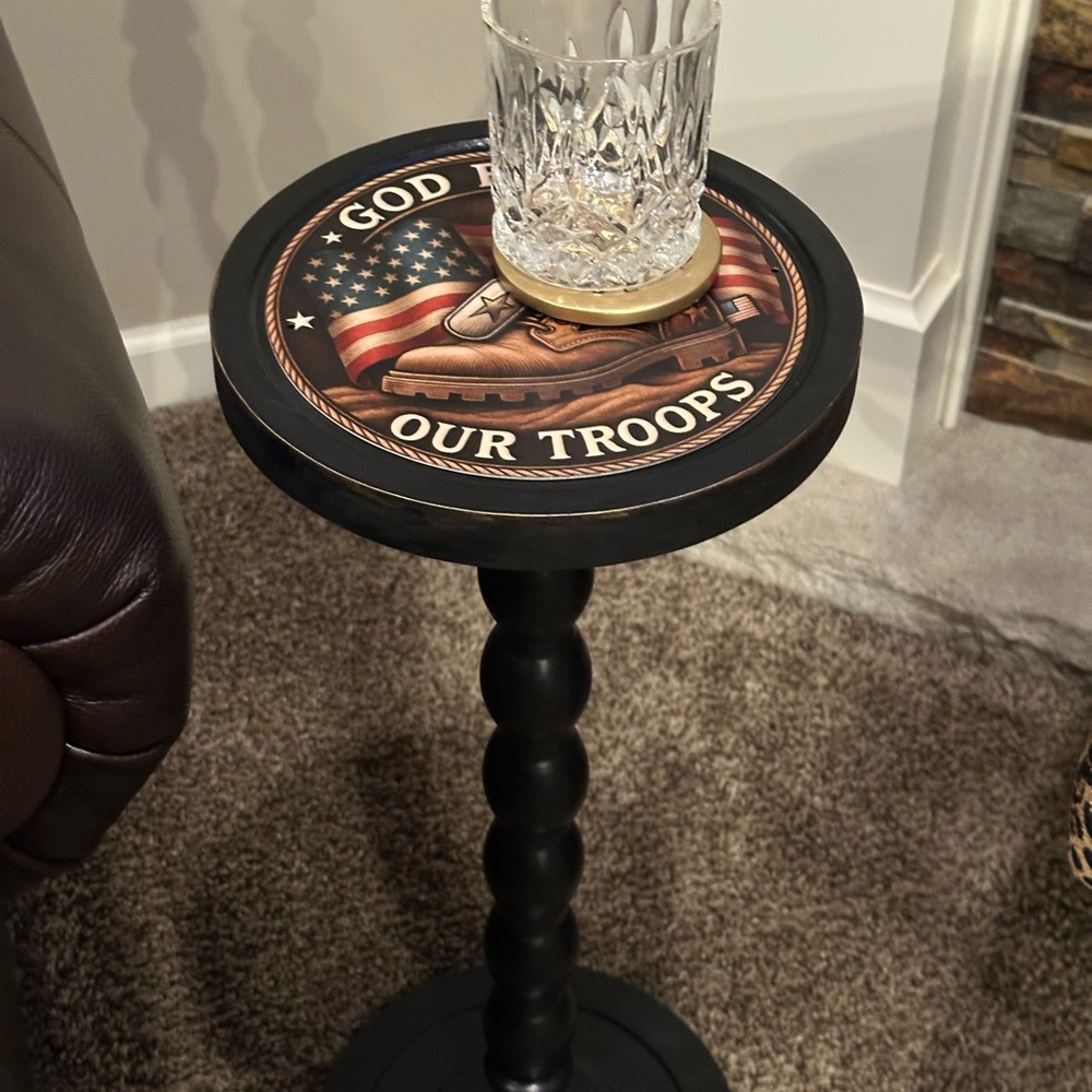 God Bless Our Troops Drink Table – Patriotic/Military Decor